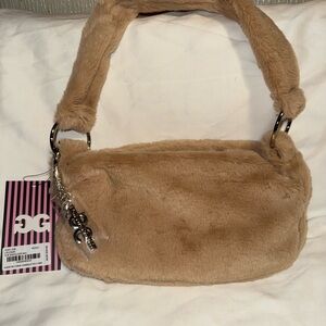 Luxurious Tan Faux Fur Shoulder Bag